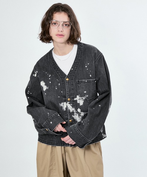値下げ:BELPER デニムジャケット セール】【Lee x BELPER x M】PAINT ENGINIEER SHORT JACKET（デニム