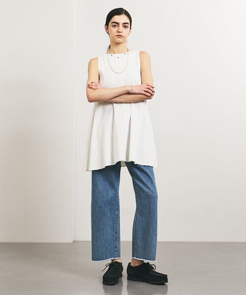 UNITED ARROWS（ユナイテッドアローズ）の「【別注】＜Pheeta for TO UNITED ARROWS＞シャーリング ノースリーブ カットソー（Tシャツ/カットソー・レディース・ホワイト/ブラック・FREE）」の5枚目の写真