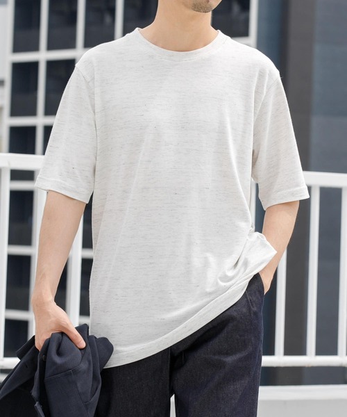 URBAN RESEARCH ROSSO MEN（アーバンリサーチロッソメン）の「『WEB限定』『XLサイズあり』リネン混カノコクルーTシャツ（Tシャツ/カットソー・メンズ・アイボリー/チャコールグレー/ブラウン/カーキ/ブラック・SMALL/MEDIUM/LARGE/X-LARGE）」の2枚目の写真