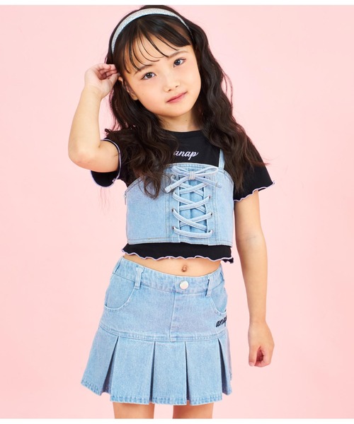 ANAP kids（アナップキッズ）の「Tシャツ ×レースアップ ビスチェ セット トップス（Tシャツ/カットソー・キッズ・ブラック/ブルー・110/120/130）」の7枚目の写真