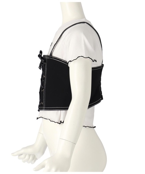 ANAP kids（アナップキッズ）の「Tシャツ ×レースアップ ビスチェ セット トップス（Tシャツ/カットソー・キッズ・ブラック/ブルー・110/120/130）」の12枚目の写真