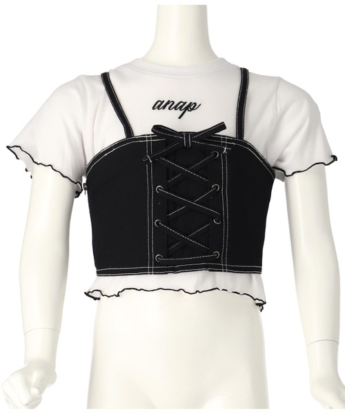 ANAP kids（アナップキッズ）の「Tシャツ ×レースアップ ビスチェ セット トップス（Tシャツ/カットソー・キッズ・ブラック/ブルー・110/120/130）」の21枚目の写真