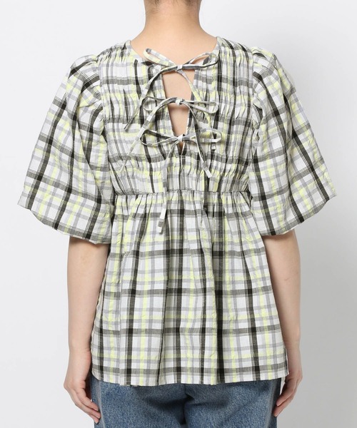 LOWRYS FARM(ローリーズファーム)の「チェックパフスリーブブラウス 289824(シャツ/ブラウス・レディース・ブラック/ホワイト・FREE)」の13枚目の写真
