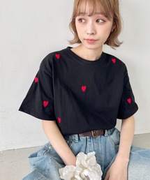 ミニハート刺繍半袖Tシャツ