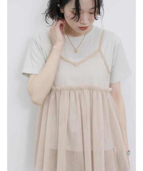 Samansa Mos2 blue（サマンサモスモスブルー）の「ラメチュールビスチェ（シャツ/ブラウス・レディース・ベージュ/シルバーグレー/グレー・F）」の11枚目の写真