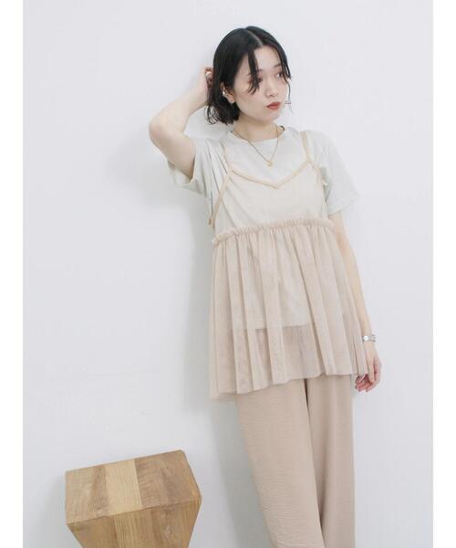 Samansa Mos2 blue（サマンサモスモスブルー）の「ラメチュールビスチェ（シャツ/ブラウス・レディース・ベージュ/シルバーグレー/グレー・F）」の15枚目の写真