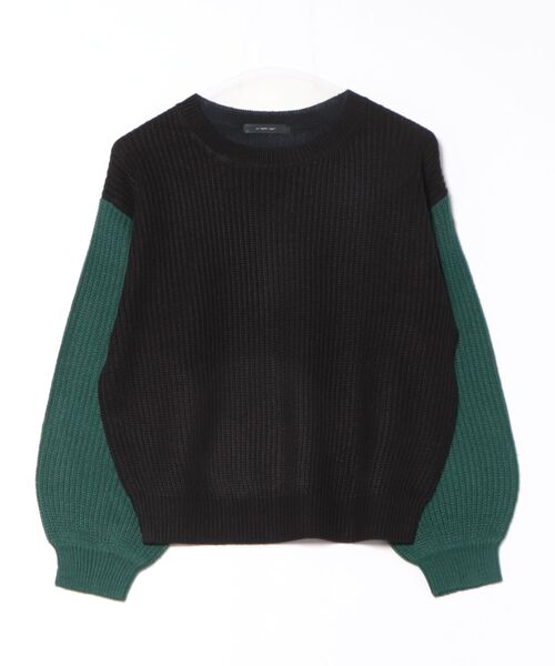 セール】片畦編み配色クルーネックプルオーバー（ニット/セーター