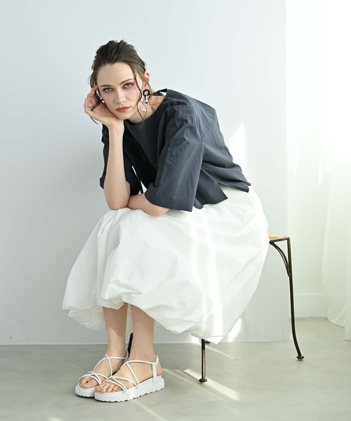 RAW FUDGE(ローファッジ)の「タックウエストバルーンスカート(スカート・レディース・サックスブルー/ブラック/ホワイト/チャコールグレー・M)」の7枚目の写真