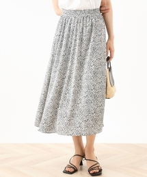 OFUON | モノトーンリーフ柄フレアースカート/洗える(スカート)