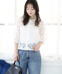 fifth（フィフス）の「パフスリーブレースカーディガン（カーディガン/ボレロ）」