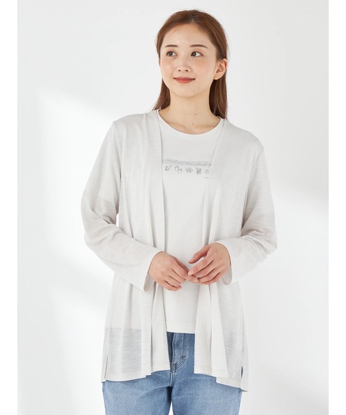 McGREGOR（マックレガー）の「【UVカット】リネン調ロングカーディガン（カーディガン/ボレロ・レディース・サンドグレー/ピンク/ネイビー・M/L）」の2枚目の写真