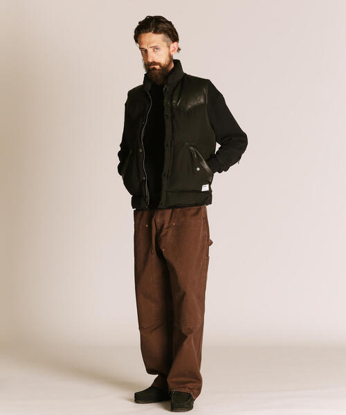 Schott/ショット/LEATHER COMB. VEST/レザーコンビ ベスト（ダウン