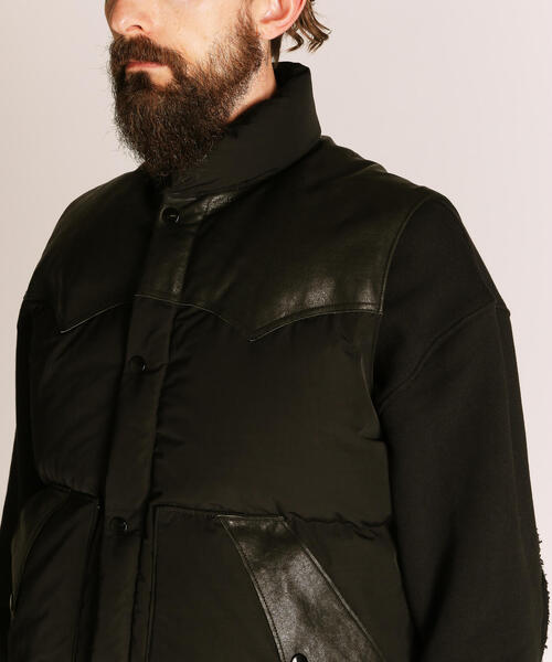 Schott/ショット/LEATHER COMB. VEST/レザーコンビ ベスト（ダウン