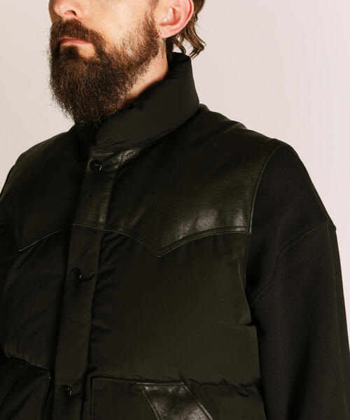 Schott/ショット/LEATHER COMB. VEST/レザーコンビ ベスト（ダウン