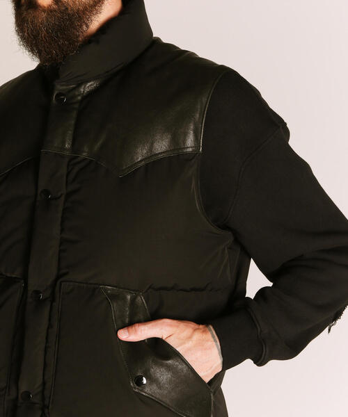 Schott USA製レザーコンビダウンジャケット・ ダウンベスト　サイズ40 Schott USA製レザーコンビダウンジャケット・ ダウンベスト サイズ40