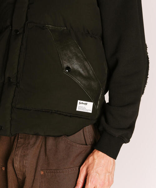 schott（ショット）の「Schott/ショット/LEATHER COMB. VEST/レザーコンビ ベスト（ダウンベスト・メンズ・ネイビー/ブラック・M/L/2XL/XL）」の13枚目の写真
