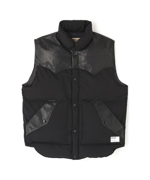 Schott/ショット/LEATHER COMB. VEST/レザーコンビ ベスト（ダウン