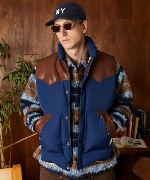 セール】Schott/ショット/LEATHER COMB. VEST/レザーコンビ ベスト