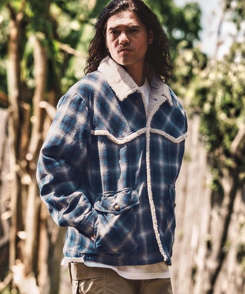 WONDER WALL MOTEL(ワンダーウォールモーテル)の「mj10804- CHECK WESTERN BOA RANCH JKT ボアランチジャケット(その他アウター・メンズ・グリーン/ブルー・S/M/L/XL)」の19枚目の写真