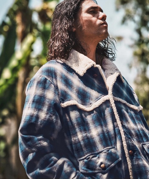 WONDER WALL MOTEL(ワンダーウォールモーテル)の「mj10804- CHECK WESTERN BOA RANCH JKT ボアランチジャケット(その他アウター・メンズ・グリーン/ブルー・S/M/L/XL)」の22枚目の写真