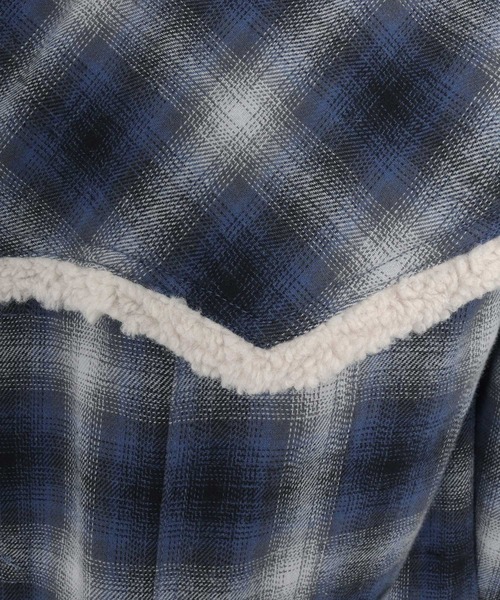 WONDER WALL MOTEL(ワンダーウォールモーテル)の「mj10804- CHECK WESTERN BOA RANCH JKT ボアランチジャケット(その他アウター・メンズ・グリーン/ブルー・S/M/L/XL)」の5枚目の写真