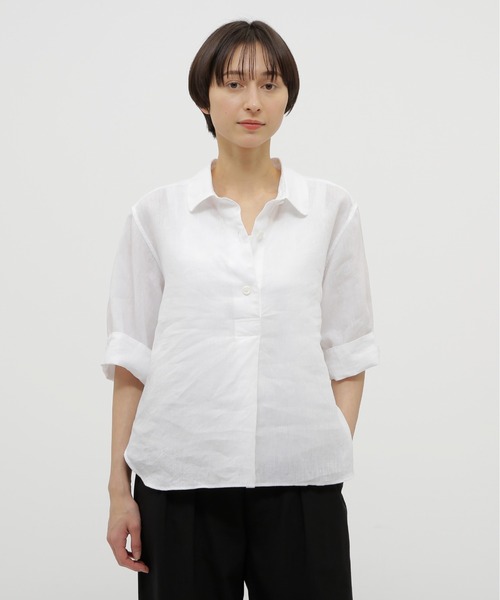MARGARET HOWELLマーガレットハウエル シャツ ブラウス 白 L SOFT LINEN（シャツ/ブラウス）｜MARGARET HOWELL（マーガレット