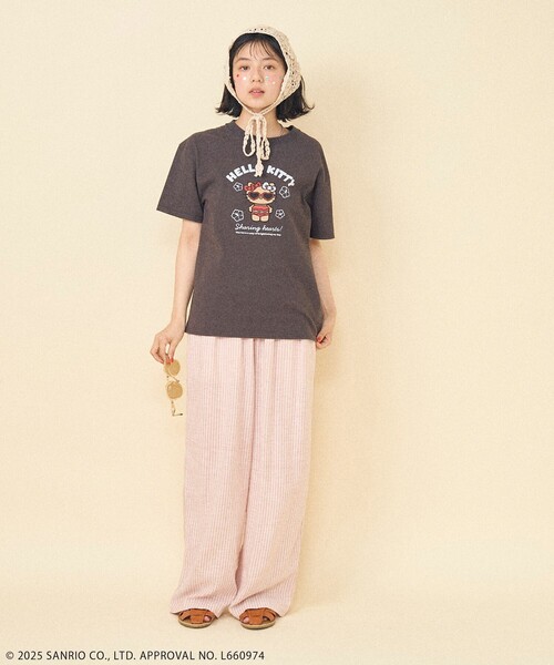 【AIR SPACE】Hello Kittyコラボ ビーチタイム柄ショートTシャツ FREAK'S STORE/SANRIO 'HELLO KITTY' SUMMER ビーチTシャツ