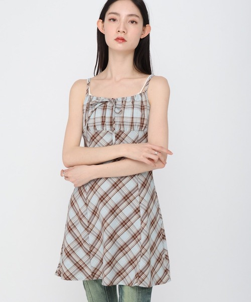 3.3 Field Trip (3.3フィールドトリップ)の「3.3 Field Trip/チェックキャミソールミニワンピース(ワンピース・レディース・ブルー/レッド・FREE)」の12枚目の写真