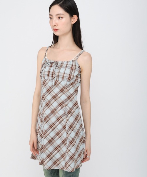 3.3 Field Trip (3.3フィールドトリップ)の「3.3 Field Trip/チェックキャミソールミニワンピース(ワンピース・レディース・ブルー/レッド・FREE)」の13枚目の写真