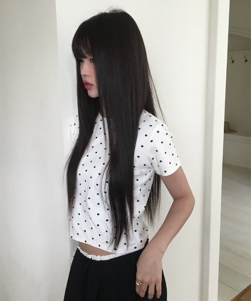anyonemore(エニワンモア)の「ヘアーシュシュ付きドット柄スリム半袖Tシャツセット(Tシャツ/カットソー・レディース・グレー/ブラック/アイボリー・FREE)」の17枚目の写真