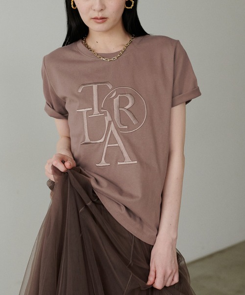 LARUTA ラルータ 厚盛ロゴ刺繍Ｔ LARUTA】厚盛りロゴ刺繍T（Tシャツ/カットソー）｜LARUTA