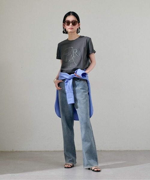LARUTA(ラルータ)の「【LARUTA】厚盛りロゴ刺繍T(Tシャツ/カットソー・レディース・オフホワイト/チャコールグレー/モカ/ベージュ・MEDIUM/LARGE)」の16枚目の写真