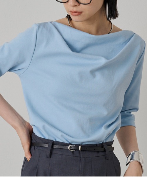 LOUNGEDRESS(ラウンジドレス)の「ドレープカットソー(Tシャツ/カットソー・レディース・ホワイト系その他/オフホワイト/サックスブルー/ブラック/ブラウン/チャコールグレー・FREE)」の6枚目の写真