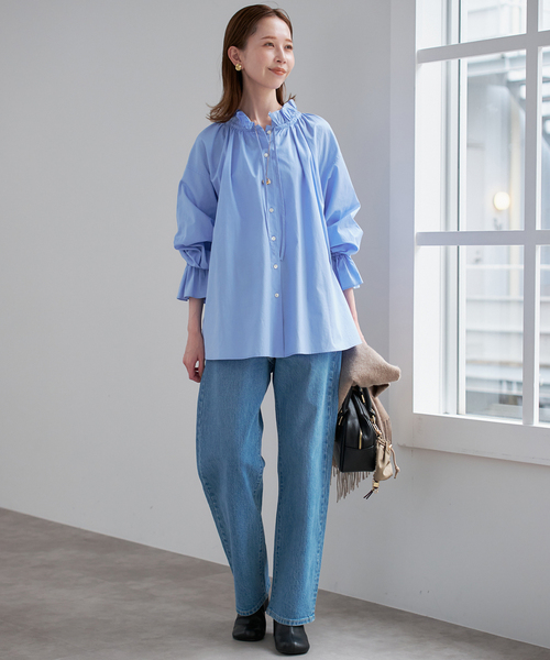 一部WEB・店舗限定カラーあり》タイプライターフリルカラーブラウス