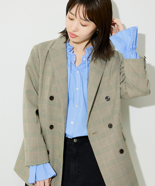 SLOBE IENA（スローブイエナ）の「《一部WEB・店舗限定カラーあり》タイプライターフリルカラーブラウス（シャツ/ブラウス・レディース・ベージュ系その他/サックスブルー/ラベンダー/スカイブルー・FREE）」の11枚目の写真