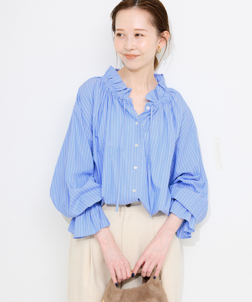 SLOBE IENA（スローブイエナ）の「《一部WEB・店舗限定カラーあり》タイプライターフリルカラーブラウス（シャツ/ブラウス・レディース・ベージュ系その他/サックスブルー/ラベンダー/スカイブルー・FREE）」の15枚目の写真