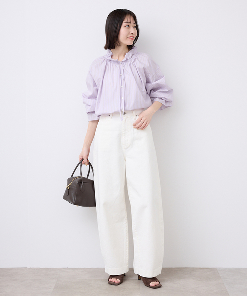 SLOBE IENA（スローブイエナ）の「《一部WEB・店舗限定カラーあり》タイプライターフリルカラーブラウス（シャツ/ブラウス・レディース・ベージュ系その他/サックスブルー/ラベンダー/スカイブルー・FREE）」の19枚目の写真