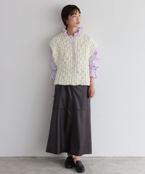 SLOBE IENA（スローブイエナ）の「《一部WEB・店舗限定カラーあり》タイプライターフリルカラーブラウス（シャツ/ブラウス・レディース・ベージュ系その他/サックスブルー/ラベンダー/スカイブルー・FREE）」の20枚目の写真