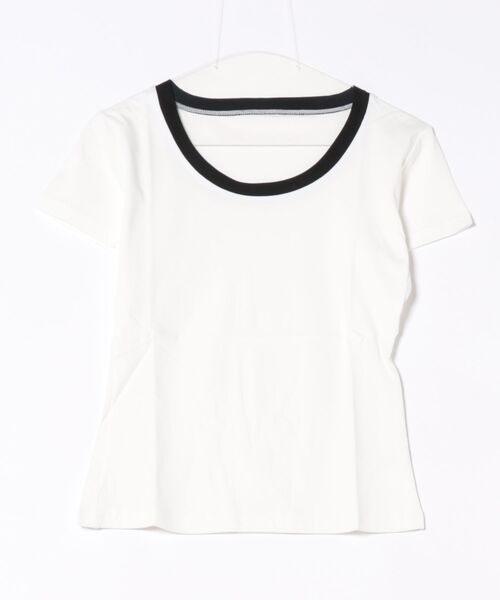 Coo+i(クーイ)の「スリムフィットバイカラー半袖Tシャツ(Tシャツ/カットソー・レディース・モカ/グレー/ホワイト/ブラック・FREE)」の16枚目の写真