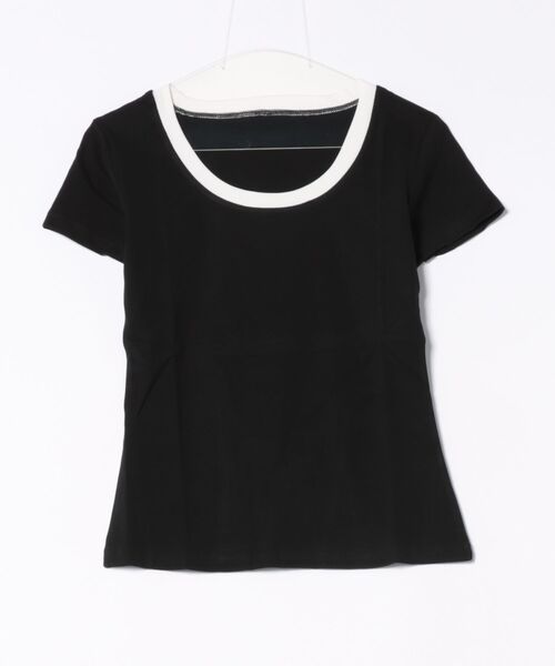 Coo+i(クーイ)の「スリムフィットバイカラー半袖Tシャツ(Tシャツ/カットソー・レディース・モカ/グレー/ホワイト/ブラック・FREE)」の17枚目の写真