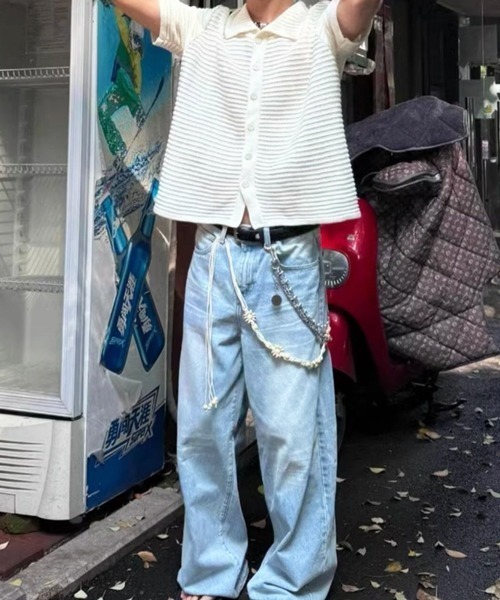 NOWLE(ノウル)の「【NOWLE】透かし編み サマーニット 半袖 シャツ(シャツ/ブラウス・メンズ・オフホワイト・X-LARGE/MEDIUM/LARGE)」の9枚目の写真