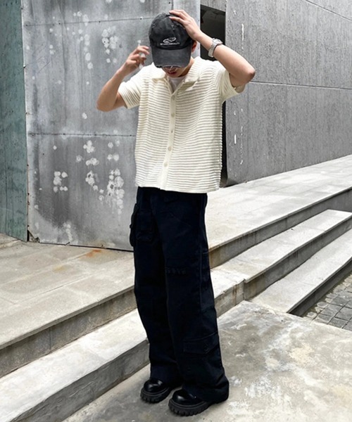 NOWLE(ノウル)の「【NOWLE】透かし編み サマーニット 半袖 シャツ(シャツ/ブラウス・メンズ・オフホワイト・X-LARGE/MEDIUM/LARGE)」の8枚目の写真
