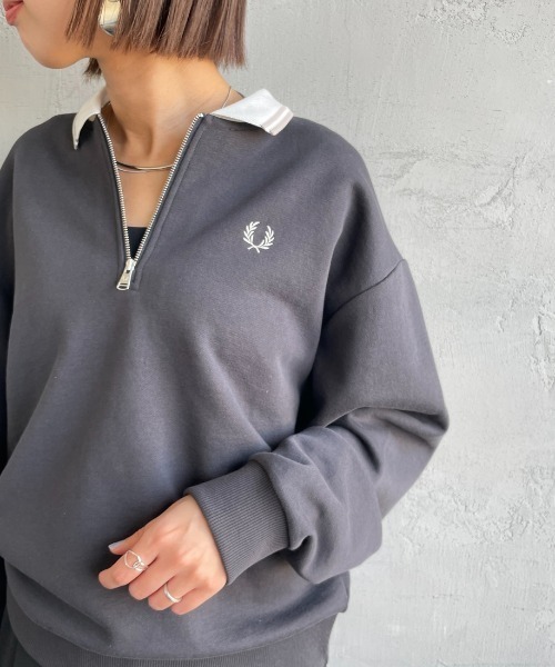 フレッドペリー　グレー ポロ襟 スウェット M 楽天市場】【送料無料】 FRED PERRY フレッドペリー ハーフジップ ポロ