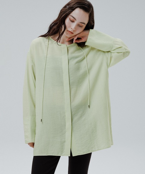 ADAM ET ROPE'（アダムエロペ）の「リネン2WAYブラウス（シャツ/ブラウス・レディース・ホワイト系その他6/ブラック/ライトグリーン・FREE）」の6枚目の写真