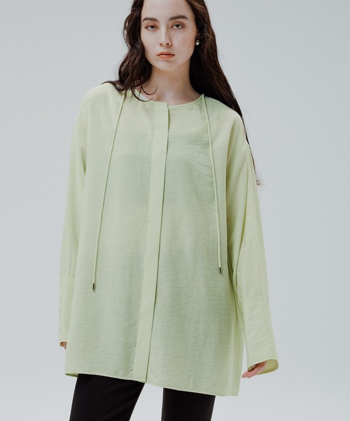 ADAM ET ROPE'（アダムエロペ）の「リネン2WAYブラウス（シャツ/ブラウス・レディース・ホワイト系その他6/ブラック/ライトグリーン・FREE）」の7枚目の写真