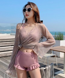 BORA AURA（ボラオーラ）の「BORA AURA 3点セットフリルシアー体型カバー水着ビキニ (SS)（水着）」