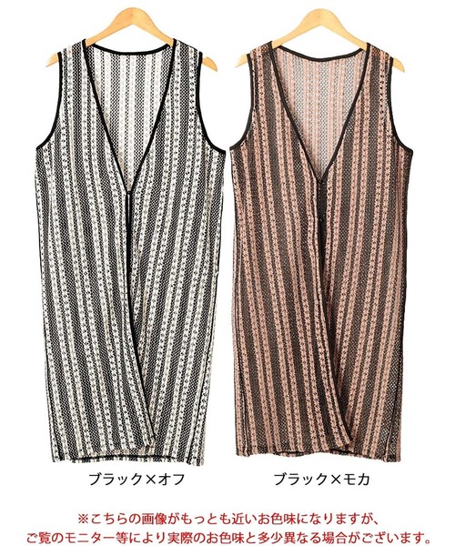GOLDJAPAN(ゴールドジャパン)の「クロッシェ編みツートンレースロングジレ【大きいサイズ対応】(ベスト・レディース・ブラック系その他/ブラック×ホワイト・LL/3L/4L/5L)」の18枚目の写真