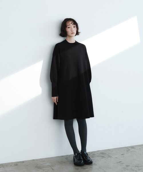 EMMEL REFINES＞EM クルーネック Aライン ミニワンピース（ワンピース