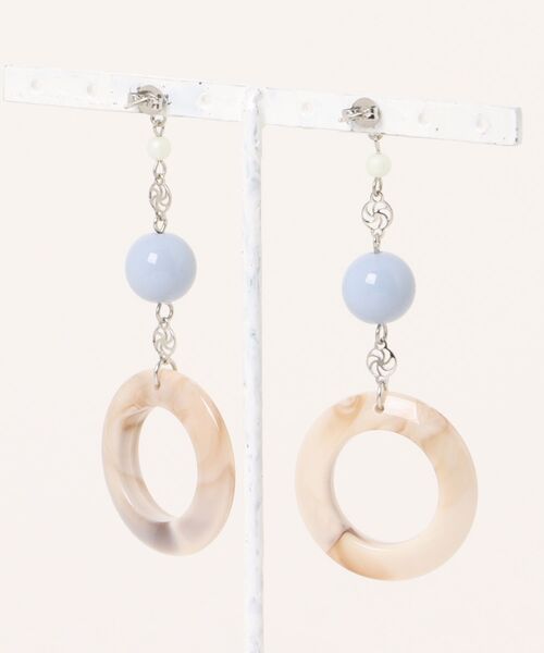 VIBGYOR(ヴィブジョー)の「【MUURABBTI】くすみブルーとマーブルリングピアス(MA)(ピアス(両耳用)・レディース・ブルー・FREE)」の2枚目の写真