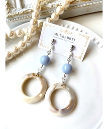 【MUURABBTI】くすみブルーとマーブルリングピアス(MA)
